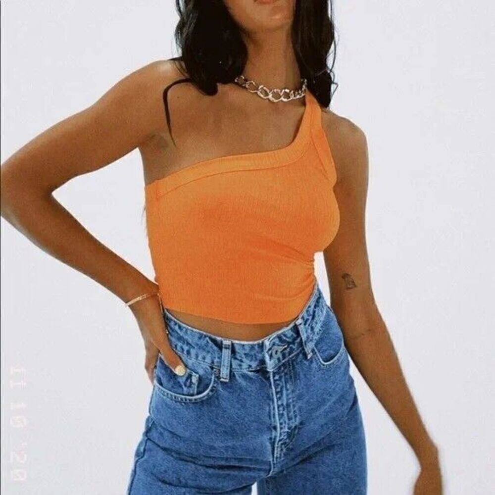 Lioness Babygirl Crop In Orange Women's US Size 6 One Shoulder Tank